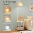 Nachtkastje met Staande Lamp - 3-in-1 met Ablage en Stoffen Mand - Wit - 45 cm