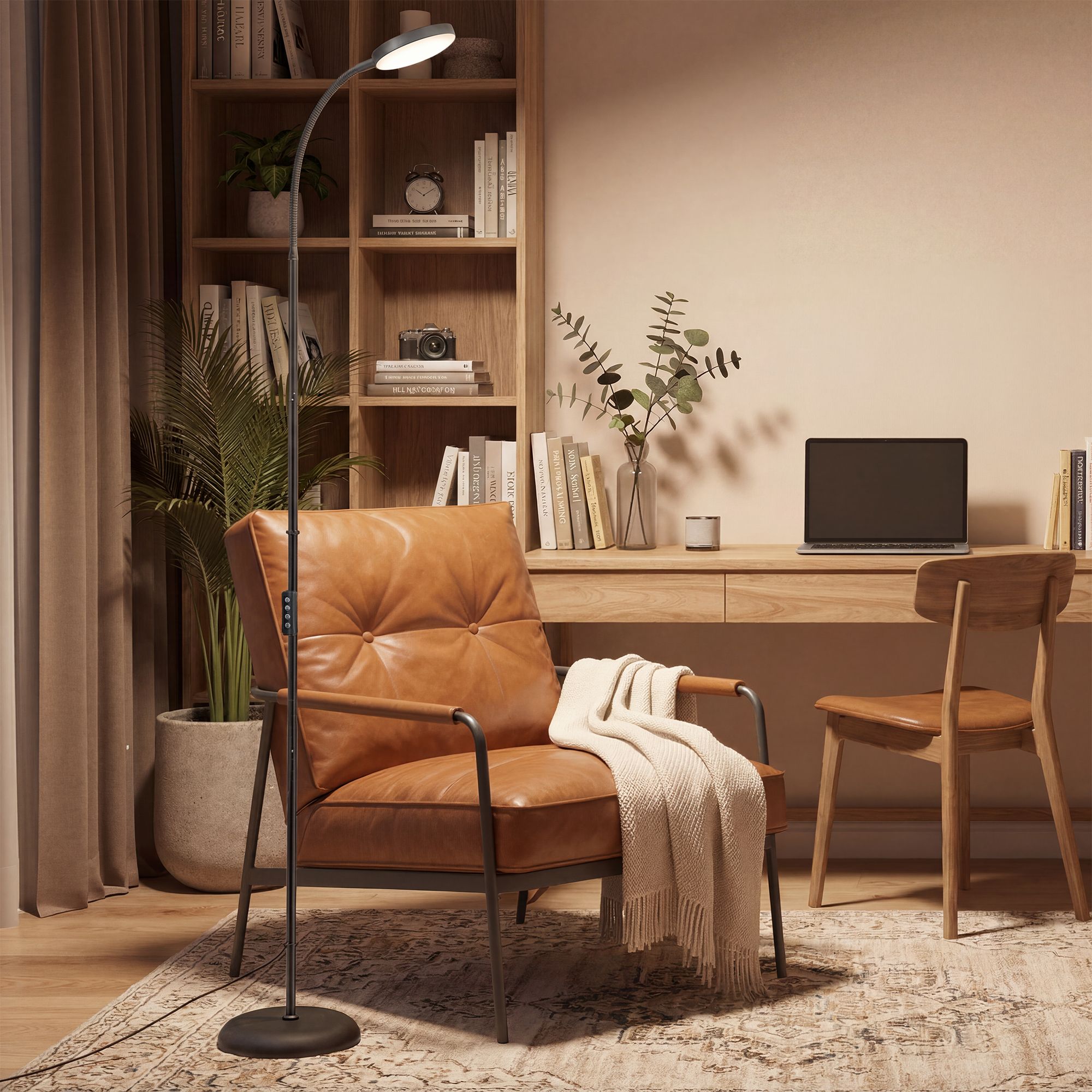 LED Vloerlamp - Dimbare Leeslamp - 360° Draaibaar - 170 cm - Matzwart