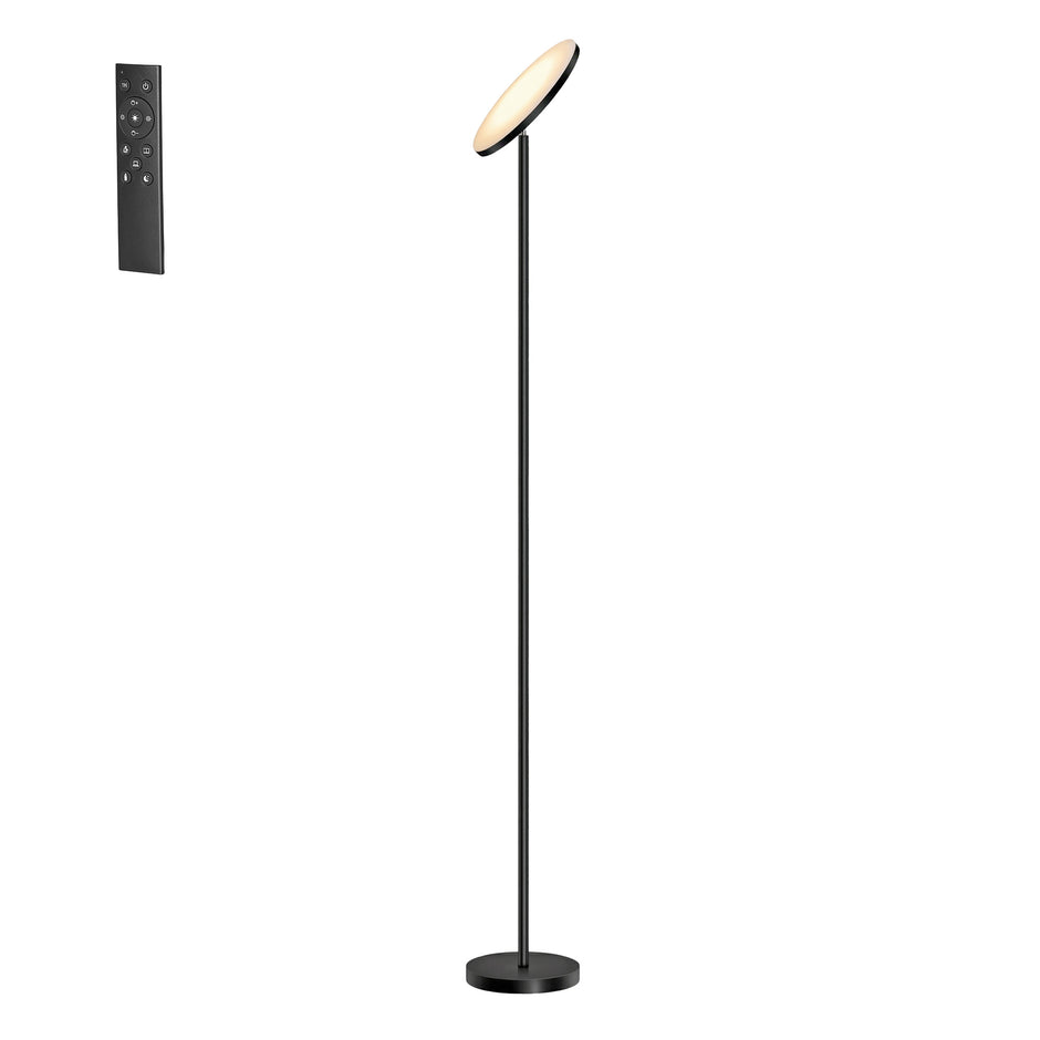 LED Vloerlamp - 30 W - Draaibare Kop - Met Afstandsbediening - Zwart