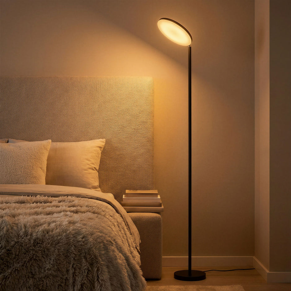 LED Vloerlamp - 30 W - Draaibare Kop - Met Afstandsbediening - Zwart