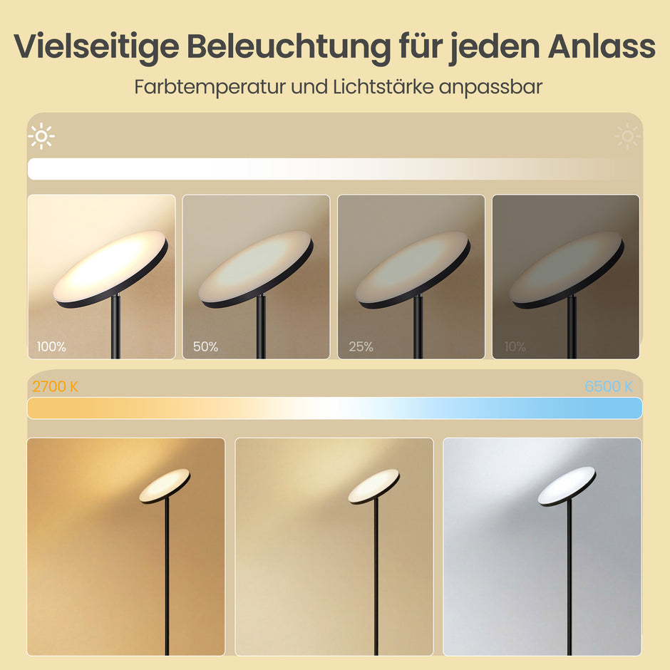 LED Vloerlamp - 30 W - Draaibare Kop - Met Afstandsbediening - Zwart