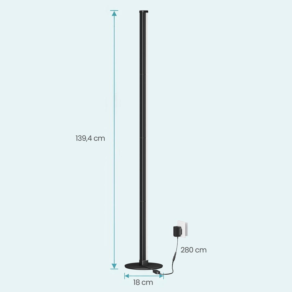 Vloerlamp - RGB LED met App-bediening en Muzieksync - Zwart - 18 x 139,4 cm