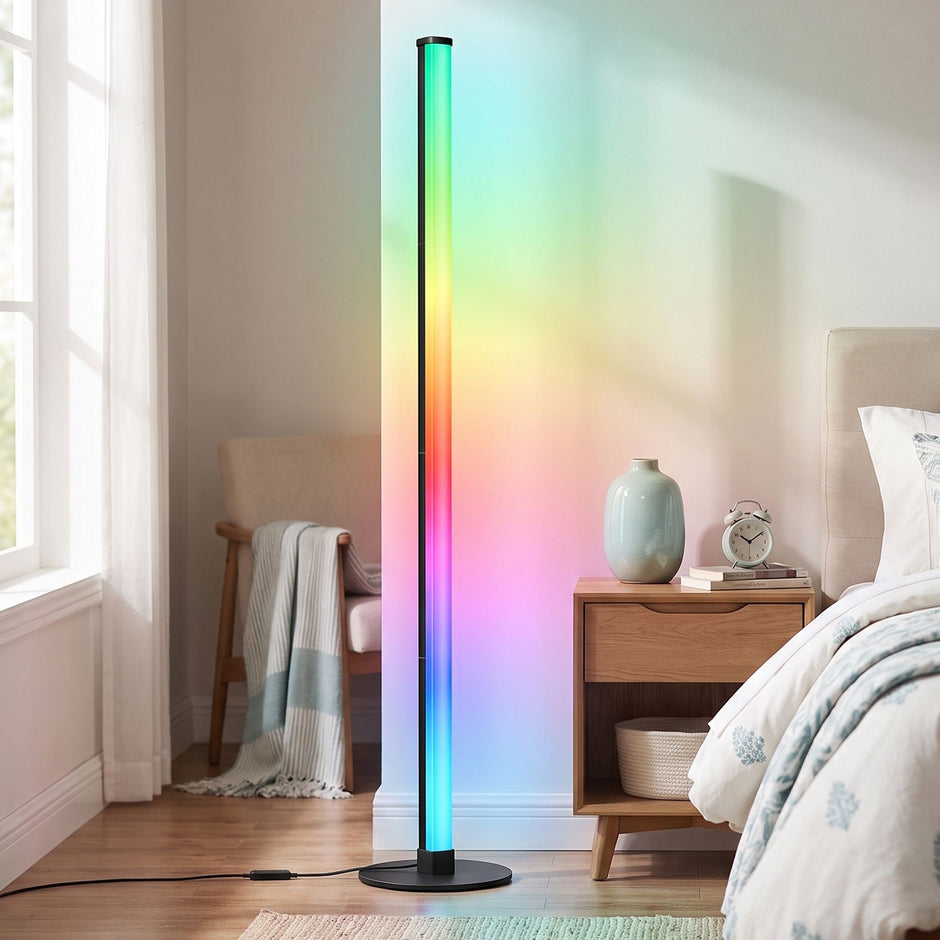 Vloerlamp - RGB LED met App-bediening en Muzieksync - Zwart - 18 x 139,4 cm