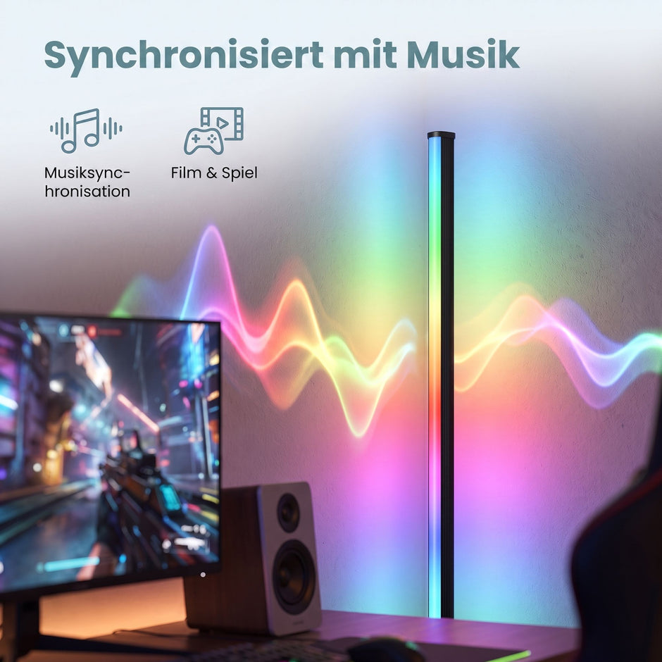 Vloerlamp - RGB LED met App-bediening en Muzieksync - Zwart - 18 x 139,4 cm