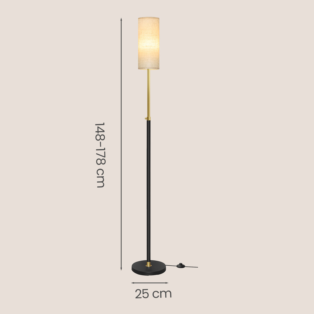 Staande Lamp – RGB LED – Dimbaar – In Hoogte Verstelbaar 148-178 cm – Zwart