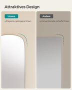 Spiegelwand - 120 x 47 cm - gebogene Ecke - Ramless