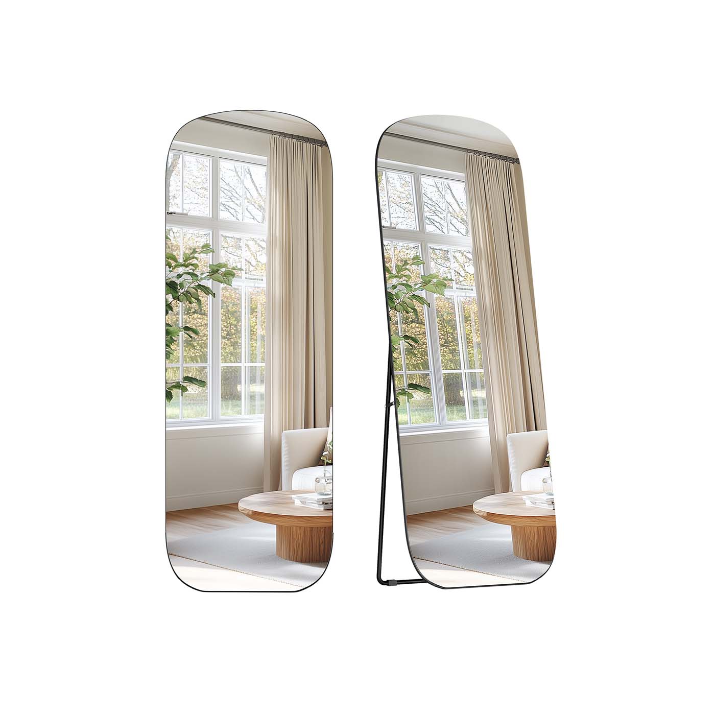 Passspiegel mit runden Ecken 160 x 50 cm Tinte -Black