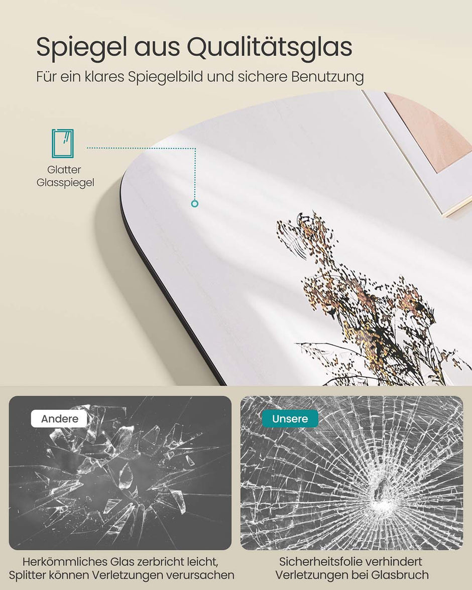 Passspiegel mit runden Ecken 160 x 50 cm Tinte -Black