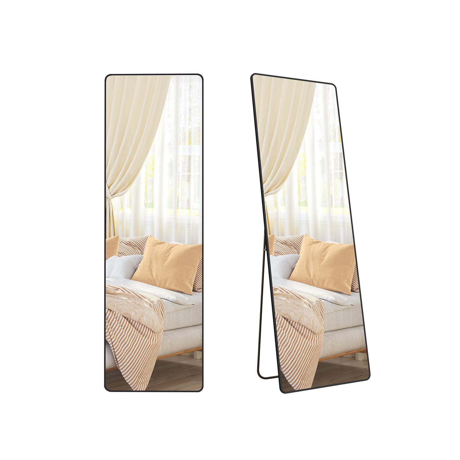 Rechteckiger Passspiegel 160 x 50 cm Licht Gold