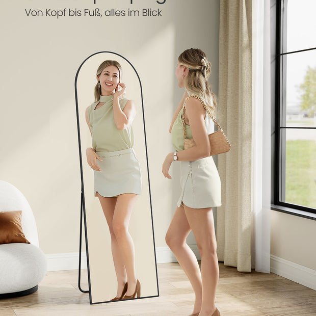 Passspiegel 160 x 50 cm gebogene Tinte schwarz schwarz