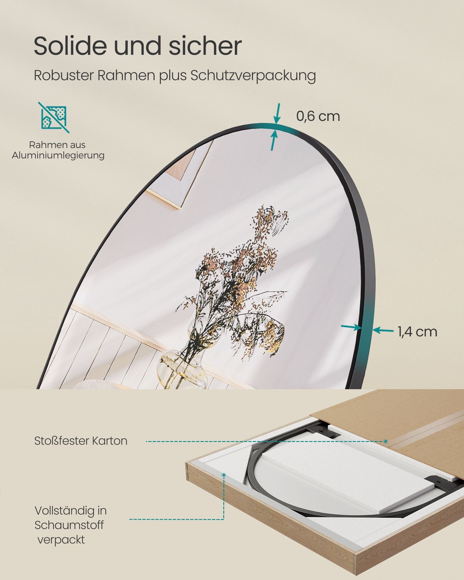 Passspiegel 160 x 50 cm gebogene Tinte schwarz schwarz