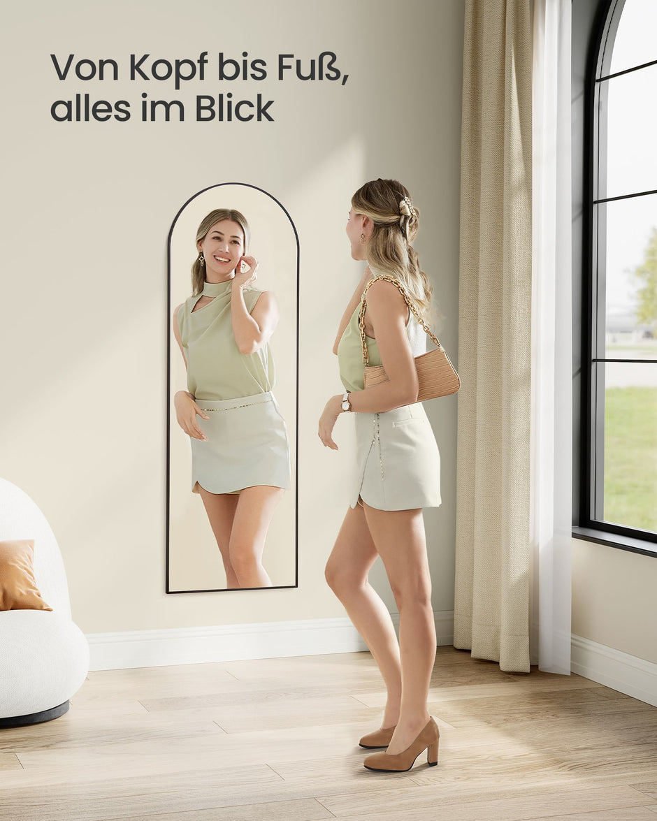 Passspiegel 120 x 40 cm gebogene Tinte schwarz schwarz