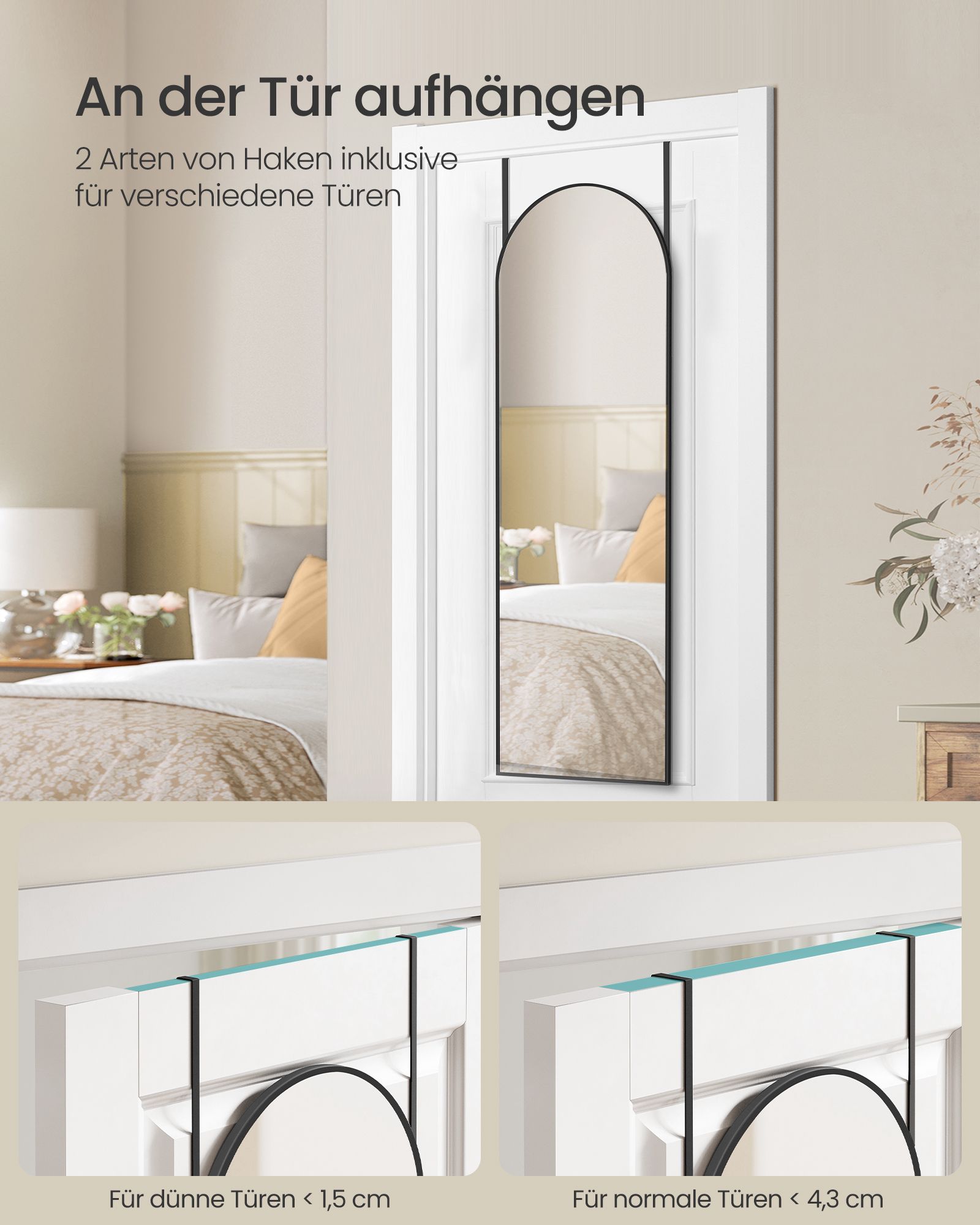 Passspiegel 120 x 40 cm gebogene Tinte schwarz schwarz