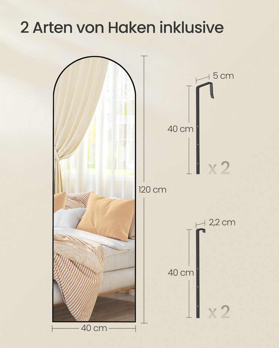 Passspiegel 120 x 40 cm gebogene Tinte schwarz schwarz