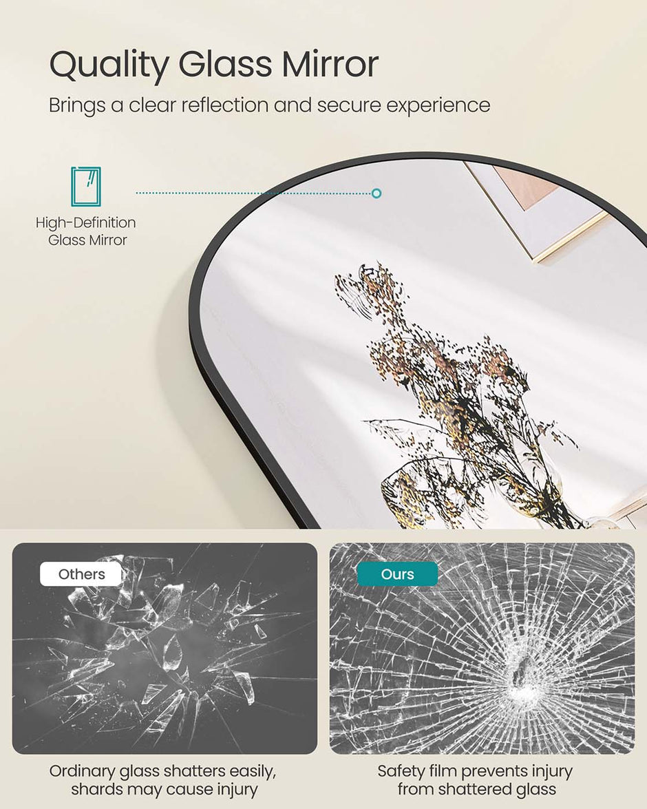 Gebogener Spiegel in voller Größe 150 x 40 cm Tinte -Black