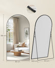 Spiegel - 198 x 89 cm - gebogen - aluminiumlegering - mat zwart - 14,1 kg