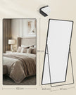 Standaard spiegel - 218 x 102 cm - Matzwart - Gehard glas - Aluminiumlegering - 18,5 kg