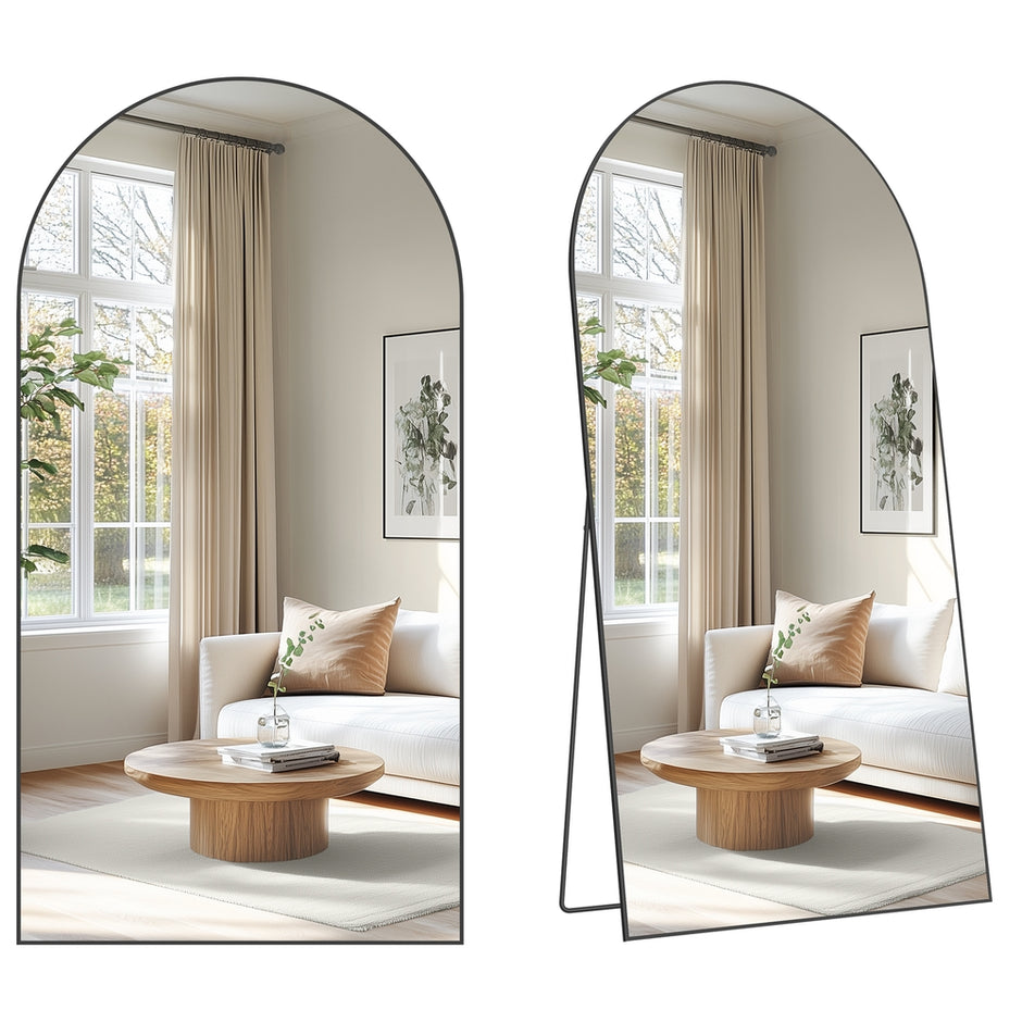 Spiegel - 218 x 102 cm - Gebogen - Matzwart - Gehard glas - Aluminiumlegering - 17,6 kg