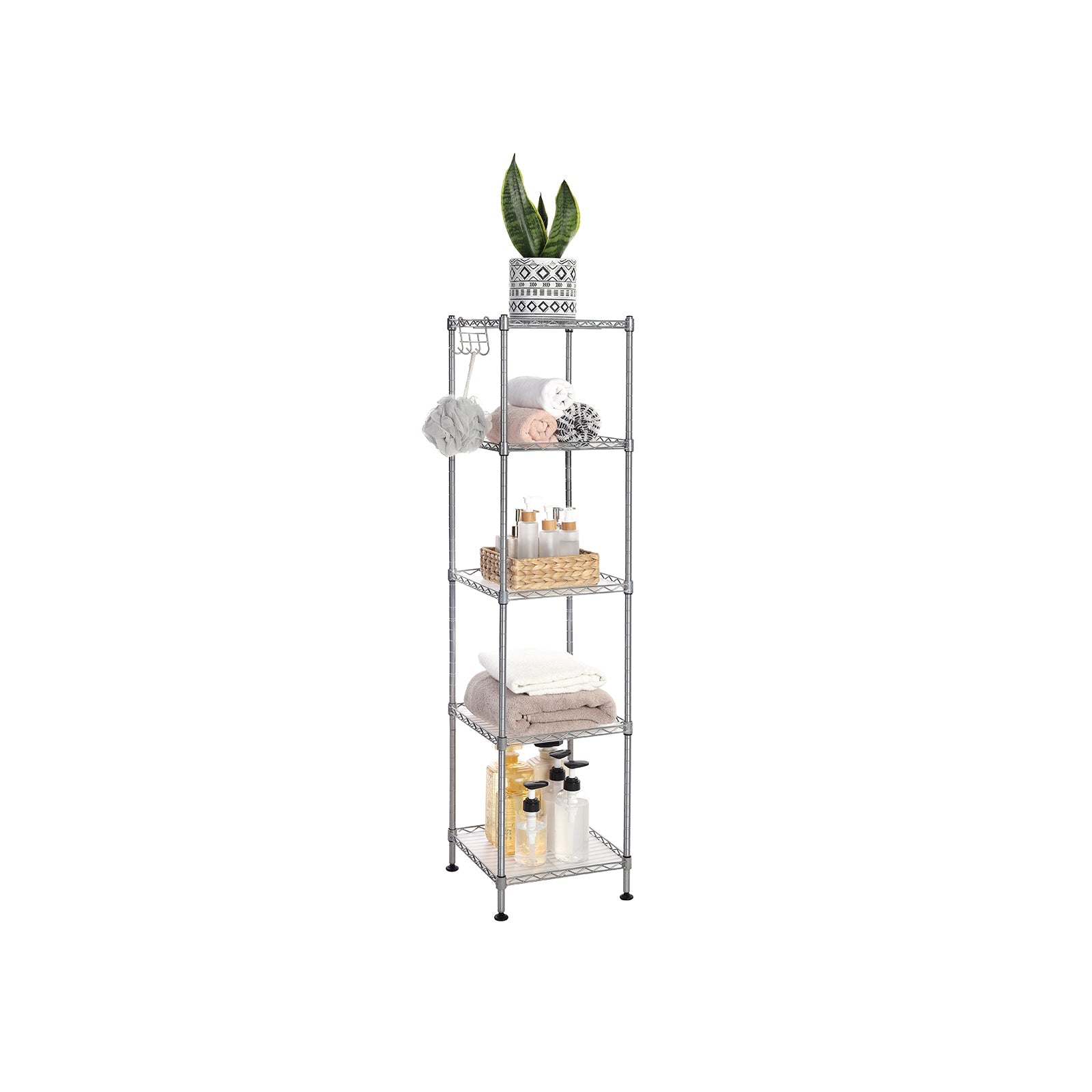 Badezimmerregal - Metallregal - 5 Regale - bis zu 100 kg steuerpflichtig - Silber