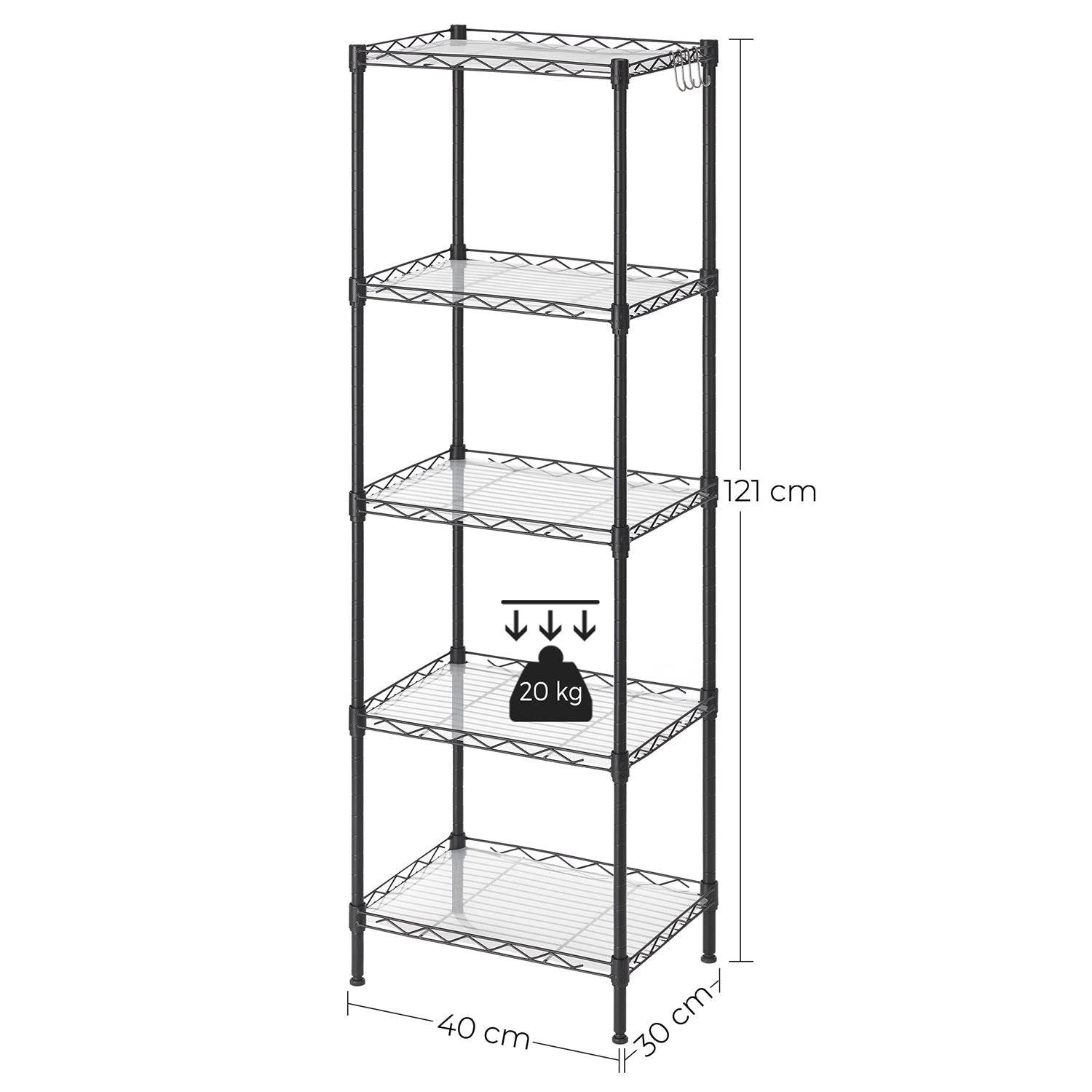 Küchenständer - Lagerregal - mit 5 Level - Metallrahmen - Schwarz