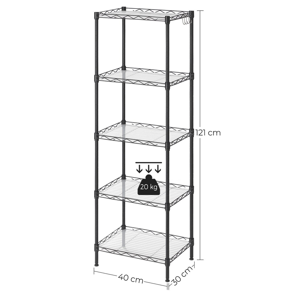 Küchenständer - Lagerregal - mit 5 Level - Metallrahmen - Schwarz