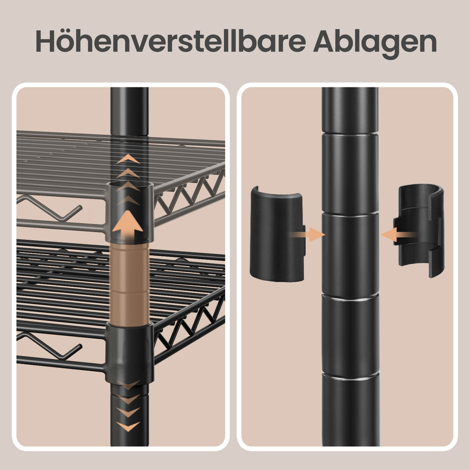 Opbergrek - Smal - Verstelbare Planken - 121 cm - Zwart