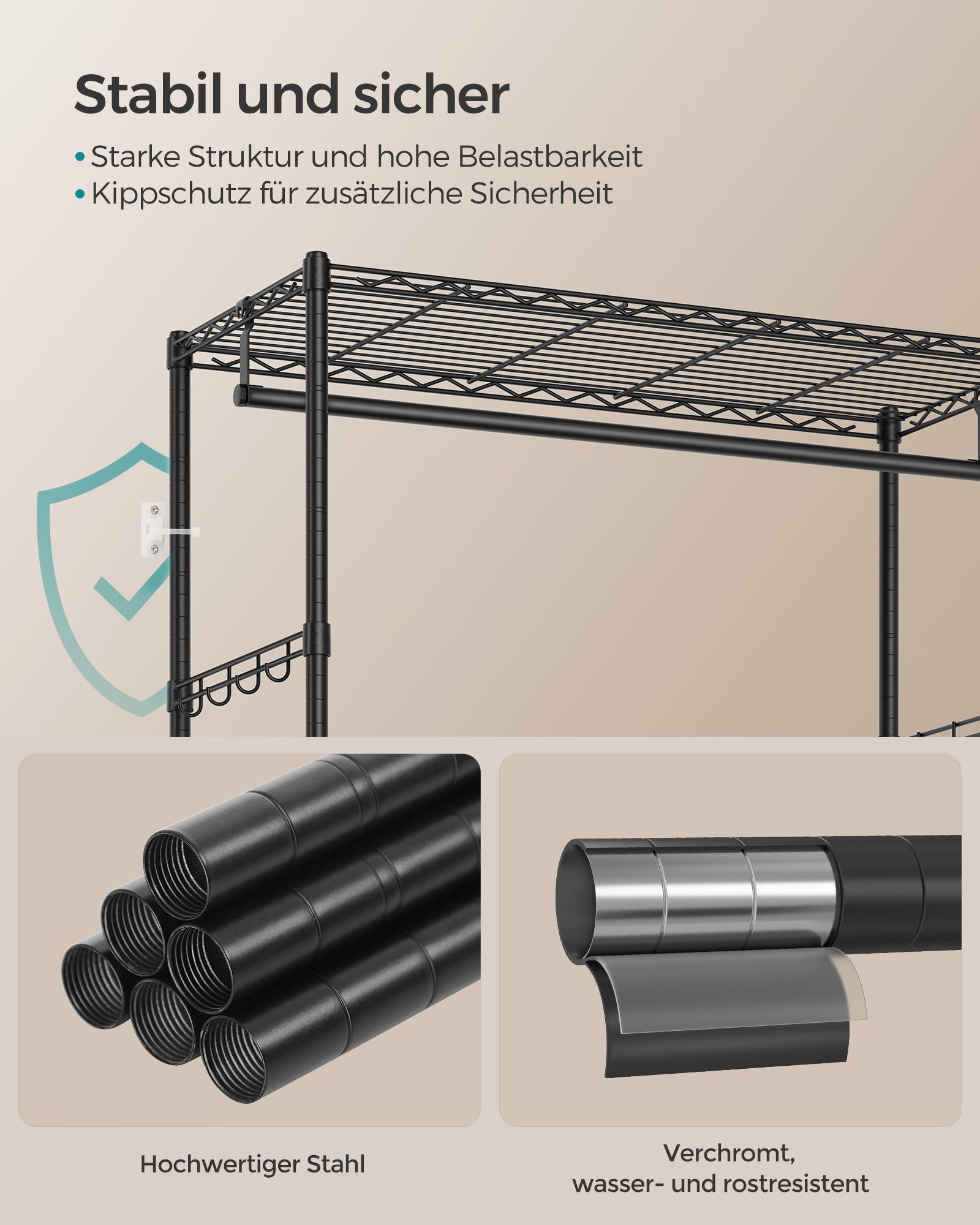 Kleidungsständer mit 2 Schubladen Tinte -Black