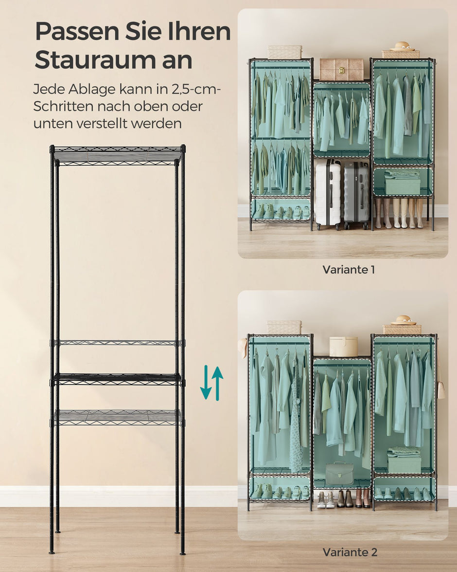 Kleiderschrank - offen - mit einstellbaren Regalen