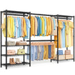 Kledingrek - 40 x (177-220) x 193 cm - Diepzwart - Staal - Maximale capaciteit 432 kg