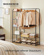 Kleidungsständer mit Regalen - 29 x 112 x 158,4 cm - Matt Schwarz - geräumig