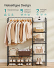 Kleidungsständer mit Regalen - 29 x 112 x 158,4 cm - Matt Schwarz - geräumig