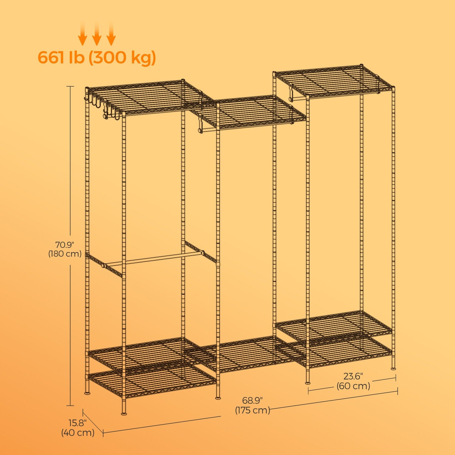 Kleiderregal, offener Kleiderschrank, Metallbedeckung