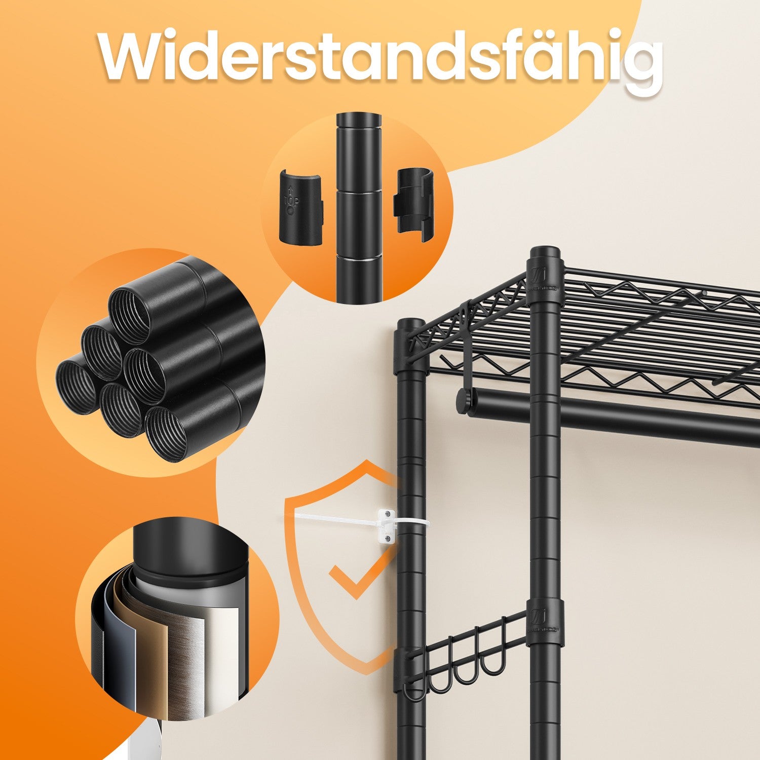 Kleiderregal, offener Kleiderschrank, Metallbedeckung