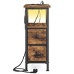 Bijzettafel - Ledverlichting - Met Stekkerdoos - 2 Lades - Bruin