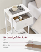 Seitentisch - mit Stoffschublade - Weiß