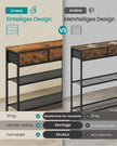 Consoletafel - 76 cm Breed - 2 Stoffen Lades - Smal - Vintage Bruin