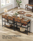 Consoletafel - 76 cm Breed - 2 Stoffen Lades - Smal - Vintage Bruin