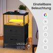 Nachtkastje - Ledverlichting - Met Oplaadstation - 2 Lades - Zwart