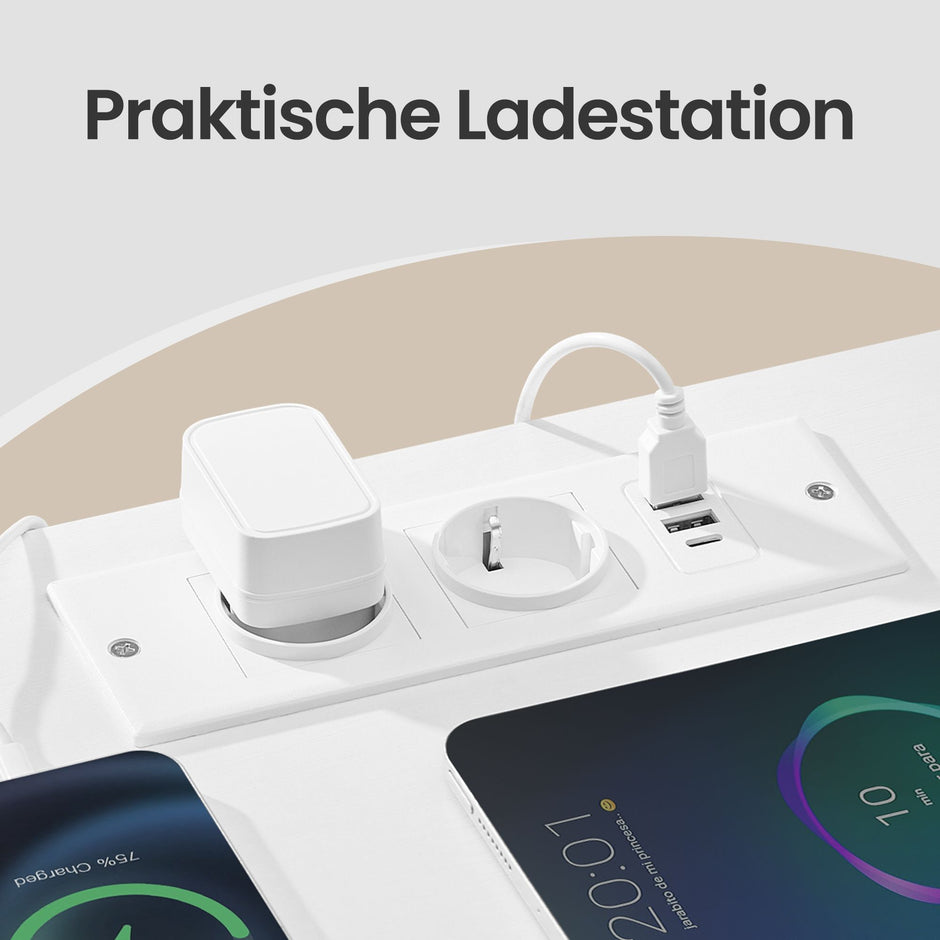 Nachtkastje - Set van 2 - Ledverlichting - 3 Lades - Wit