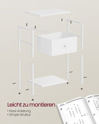 Seitentisch - 2 - mit weißen Stoffschubladen