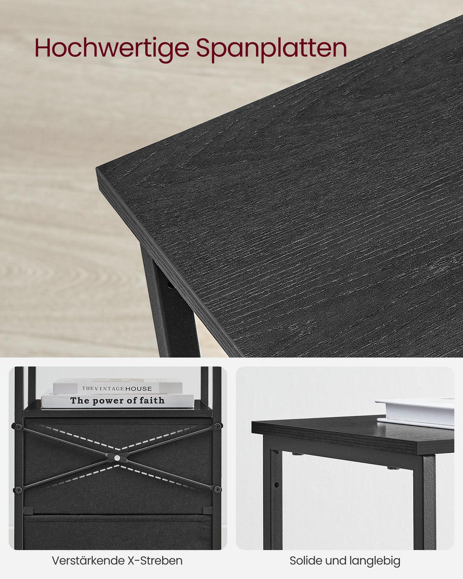 Nachtkastje - Set van 2 - 2 Stoffen Lades - 61 cm - Essenhoutzwart