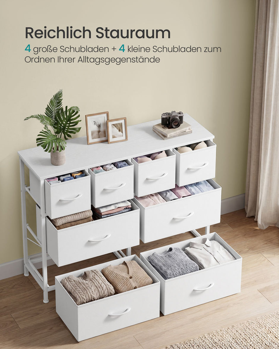 Ladekast - Met Stoffen Schuifladen en Metalen Frame - Wolkwit - 98,7 x 30 x 74,7 cm