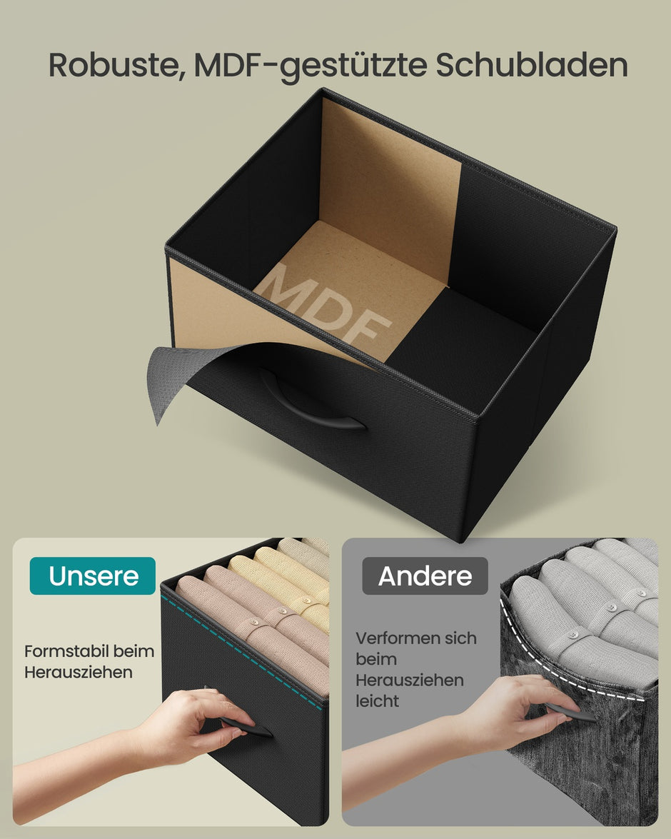 Nachtkastje met 4 lades – Inkt Zwart - Modern Design - MDF en Spaanplaat