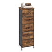 Commode - 5 Stoffen Lades - Smal - Industrieel Design - Vintage Bruin-Zwart