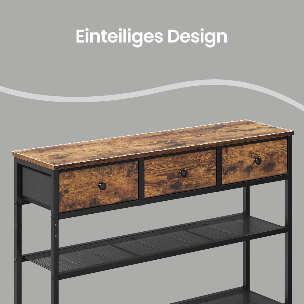 Consoletafel - 3 Stoffen Laden - 2 Gaasplanken - Bruin