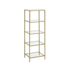 Bücherregal - Stehplanke - Badezimmerschrank - 5 Level - Stahlrahmen - Gold