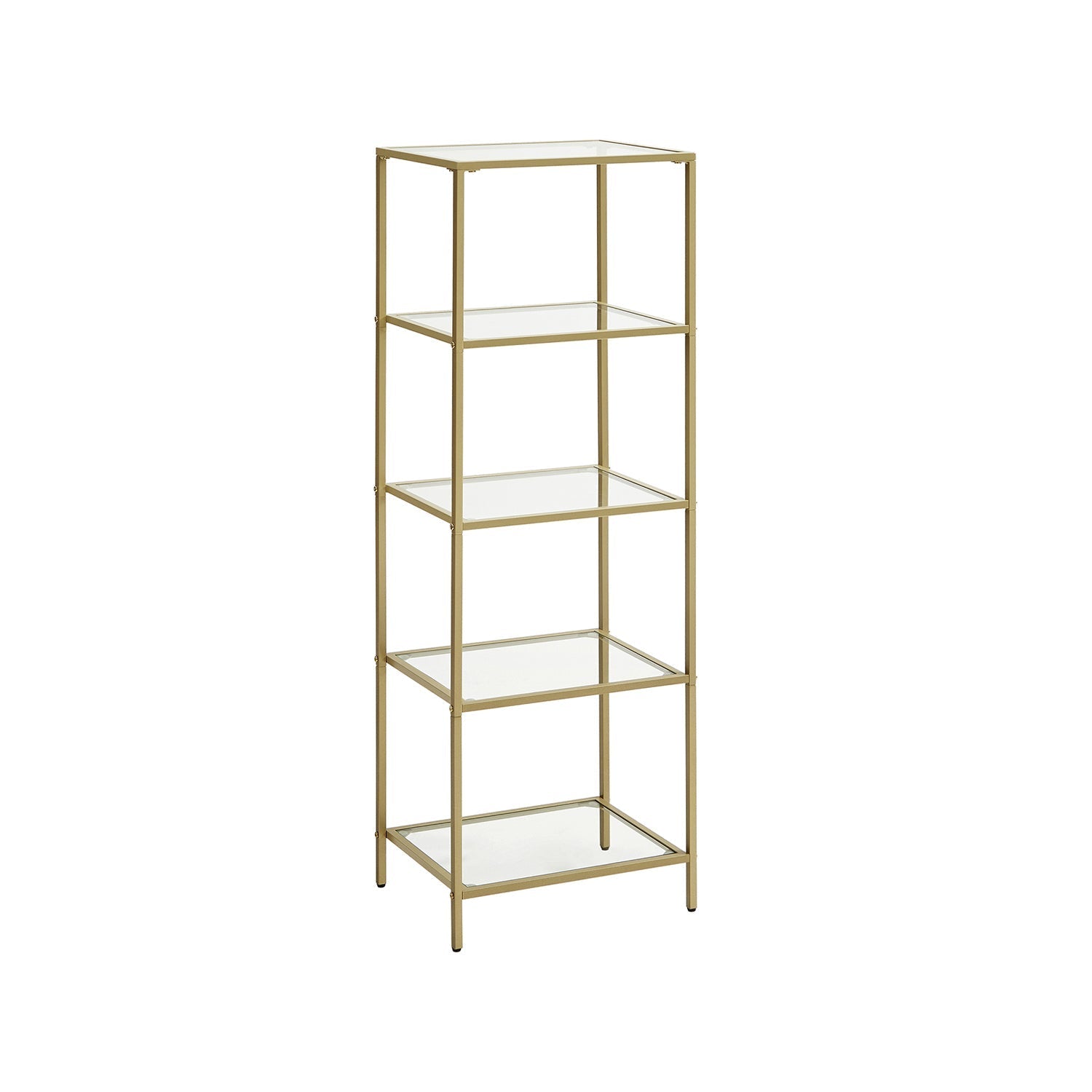 Bücherregal - Stehplanke - Badezimmerschrank - 5 Level - Stahlrahmen - Gold