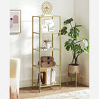 Bücherregal - Stehplanke - Badezimmerschrank - 5 Level - Stahlrahmen - Gold