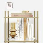 Bücherregal - Stehplanke - Badezimmerschrank - 5 Level - Stahlrahmen - Gold