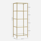 Bücherregal - Stehplanke - Badezimmerschrank - 5 Level - Stahlrahmen - Gold